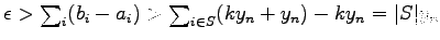 $ \epsilon > \sum_i (b_i-a_i) >
\sum_{i \in S} (ky_n + y_n) - ky_n = \vert S\vert y_n$