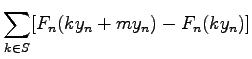 $\displaystyle \sum_{k \in S}
[F_n(ky_n+my_n)-F_n(ky_n)]$