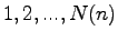 $ 1,2,...,N(n)$