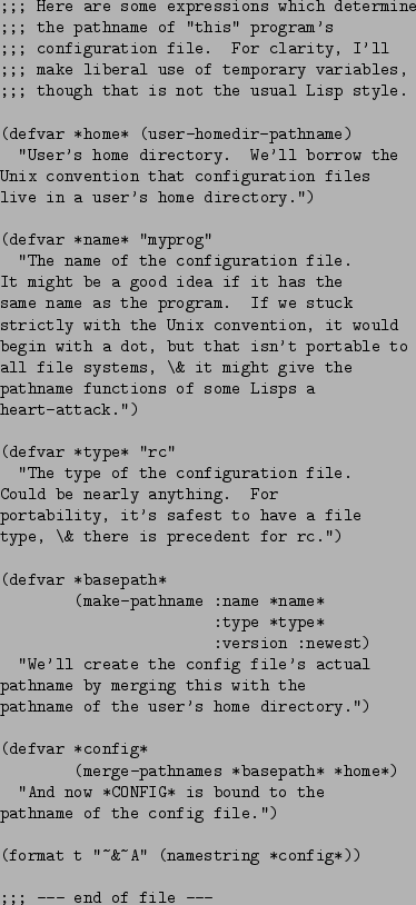 \begin{figure}\begin{verbatim};;; Here are some expressions which determine
;...
...(namestring *config*));;; --- end of file ---\end{verbatim}
\par\end{figure}